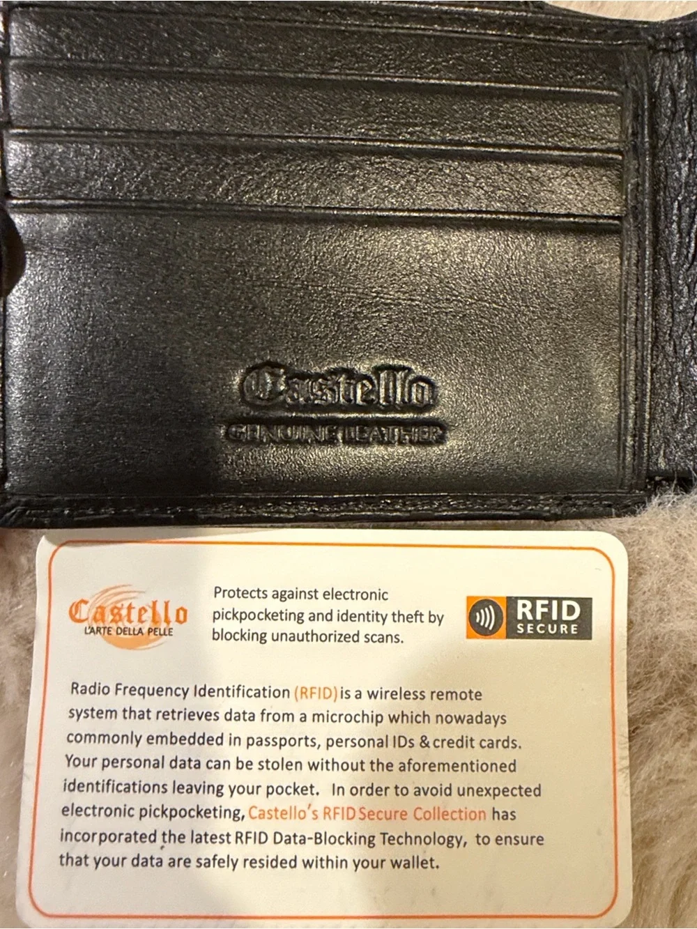 Castello Leather Black Card Sleeve Wallet